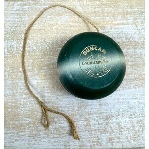 Vintage Duncan Wooden Yo-Yo Tournament Green with White Stripe